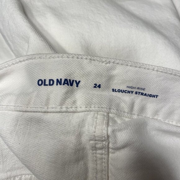 Old Navy Women Plus SZ 24 White High Rise Slouchy Straight Denim Jeans NWT - Picture 9 of 10